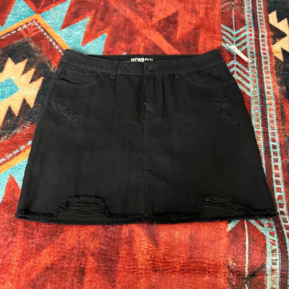 Black Denim Mini Skirt
